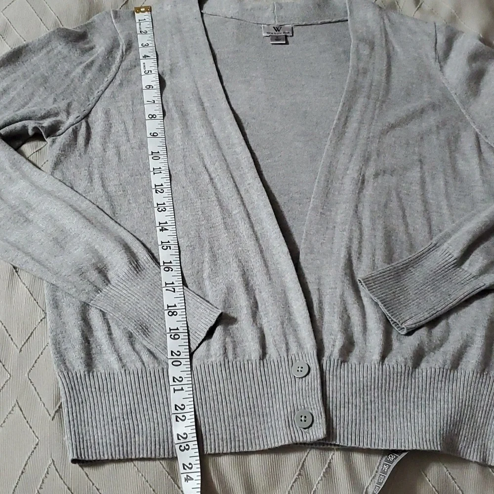 Worthington Gray Open Front Button Cardigan Sweater Cotton Blend Size Large - Picture 10 of 11